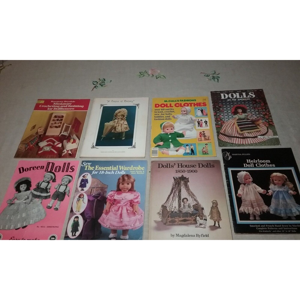 Vintage Doll Books Magazines Clothes Making & Miniatures lot of 8